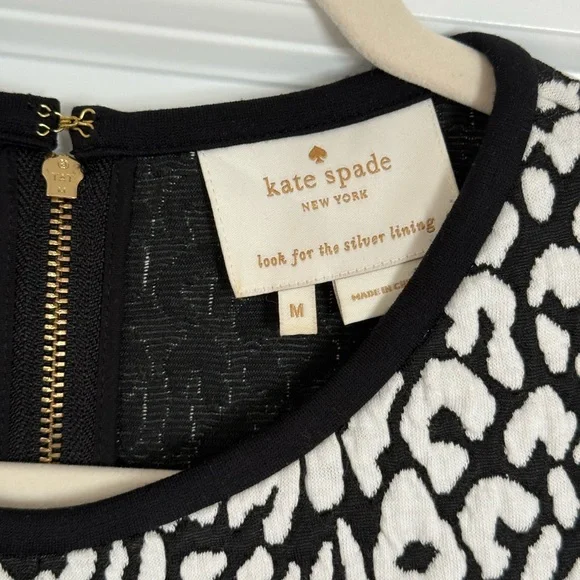 Kate Spade Black and White Animal Print Swing Dress - Picture 6 of 7